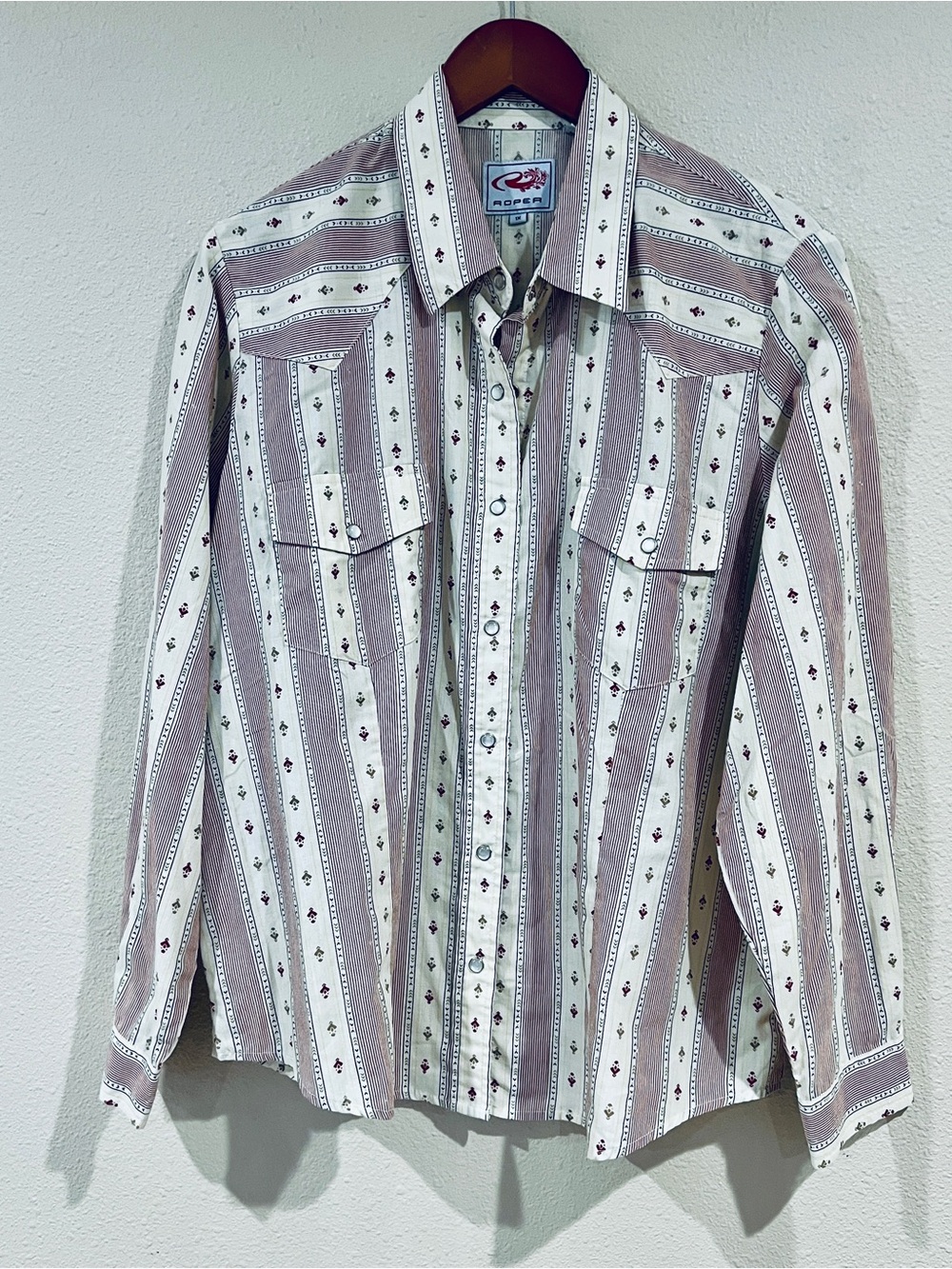 women’s plus size 1X Roper Wallpaper Stripe Western cowgirl Snap Shirt